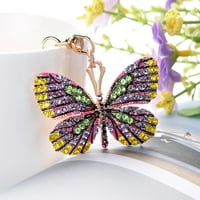 Naierhg Жени Стилни многоцветни пеперуди Rhinestones Keychain Key Key Cang орнамент