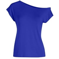 Женски ежедневни върхове на рамото тениски с къси ръкав свободна лятна блуза риза дамски свободни годни върхове върхове дълг ръкав,