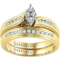Романтична прегръдка карат Т. У. сертифициран диамант, 10 карата жълто злато булчински комплект