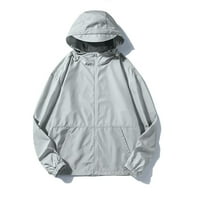 Aherbiu дамски плюс размер слънчеви якета леки цип нагоре с качулка с дълъг ръкав на открито палто с джоб