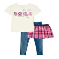 Детска тениска, пола и клин, комплект от 3 части, размери 4-10