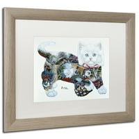 Изобразително изкуство 'котешки приказки' платно изкуство от Джени Нюланд, бял мат, Рамка от бреза