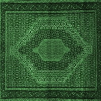 Ahgly Company Indoor Rectangle Persian Emerald Green Traditional Area Rugs, 6 '9'