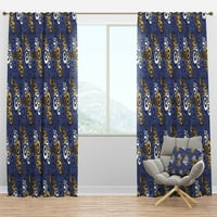 Дизайнарт' ретро луксозни вълни в синьо и златно ' модерен панел за затъмняващи завеси от средата на века