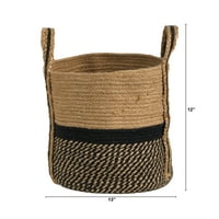 Почти естествен 13 бохо шик кошница естествена Юта кошница плантатор, черно дъно естествен Топ с дръжки